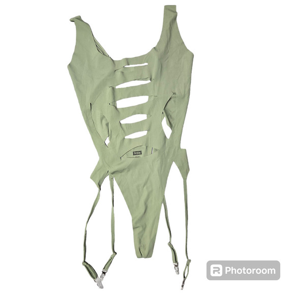 Forplay Green Cutout Bodysuit - Picture 1 of 4